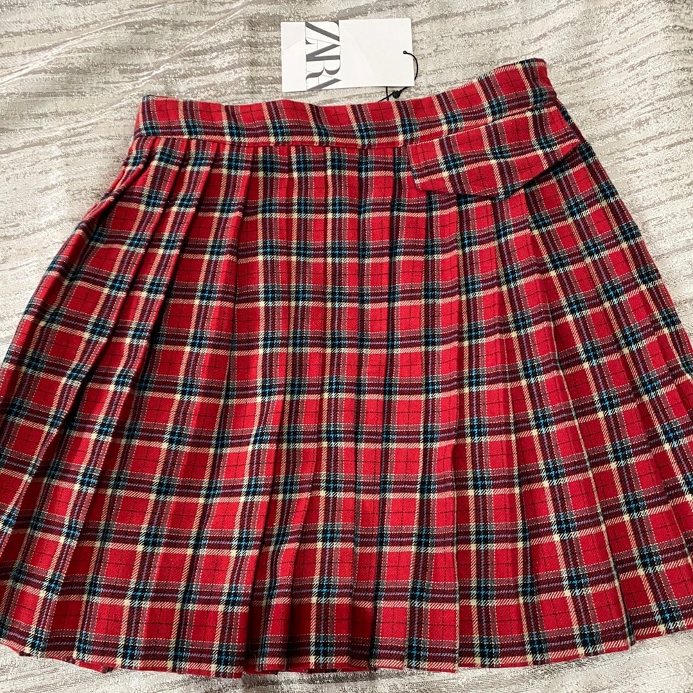 Zara girl plaid skirt